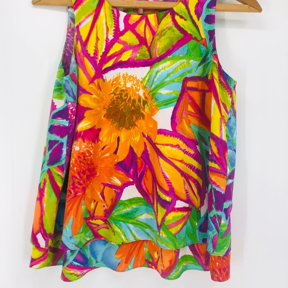 ✨Lauren Ralph Lauren Multicolored Artsy Boho Sleeveless Top - Picture 3 of 8